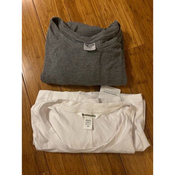 Athleta LOT OF 2 Elemental Cropped & With Ease Rib Tee 3X White‎ and Gray - Picture 3 of 16